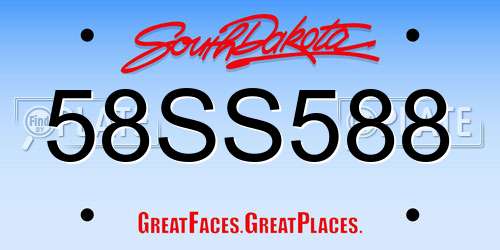 58SS588 South Dakota License Plate