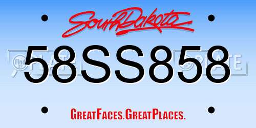 58SS858 South Dakota License Plate