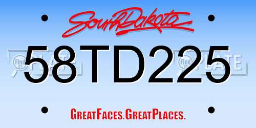 58TD225 South Dakota License Plate