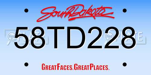 58TD228 South Dakota License Plate