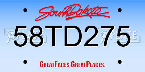 58TD275 South Dakota License Plate