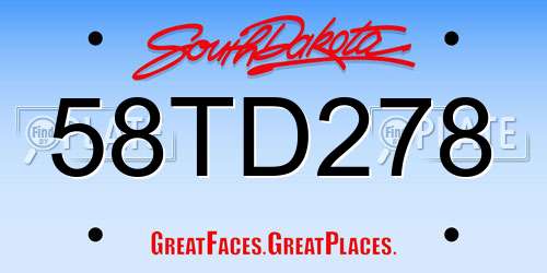 58TD278 South Dakota License Plate