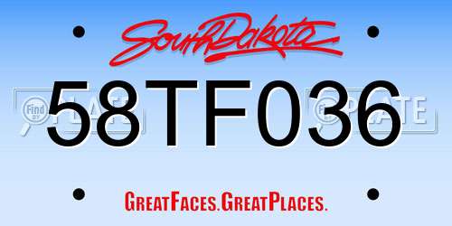 58TF036 South Dakota License Plate