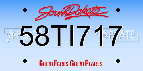58TI717 South Dakota License Plate