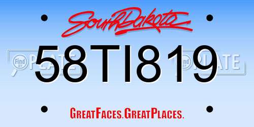 58TI819 South Dakota License Plate