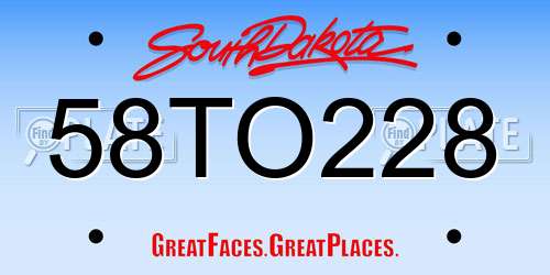 58TO228 South Dakota License Plate