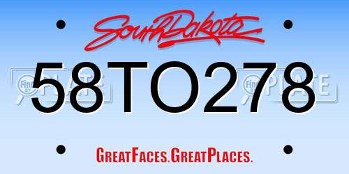 58TO278 South Dakota License Plate