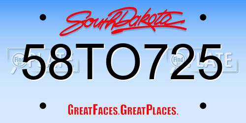58TO725 South Dakota License Plate