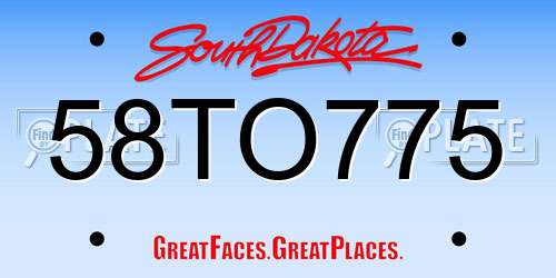58TO775 South Dakota License Plate