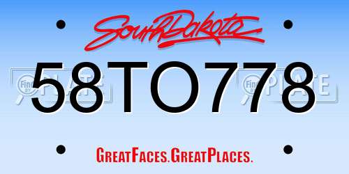 58TO778 South Dakota License Plate
