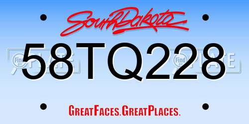 58TQ228 South Dakota License Plate