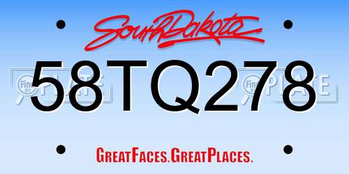 58TQ278 South Dakota License Plate