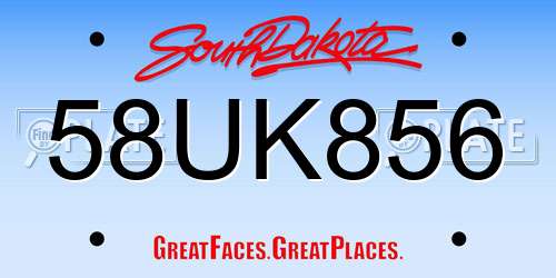 58UK856 South Dakota License Plate