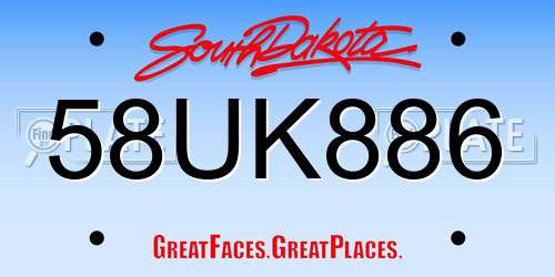 58UK886 South Dakota License Plate