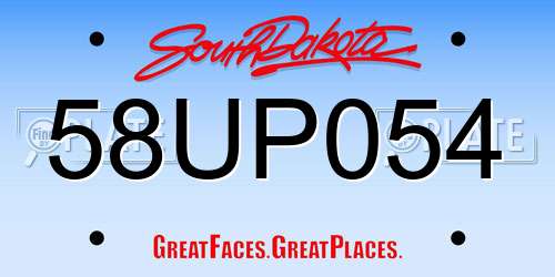 58UP054 South Dakota License Plate