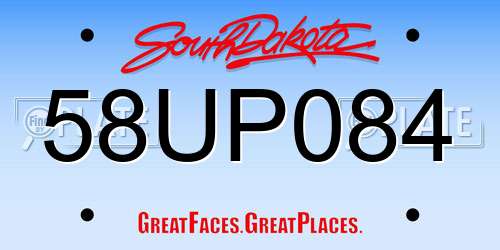 58UP084 South Dakota License Plate