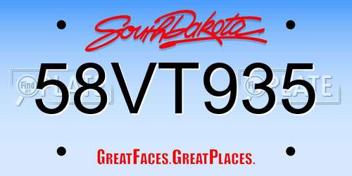 58VT935 South Dakota License Plate
