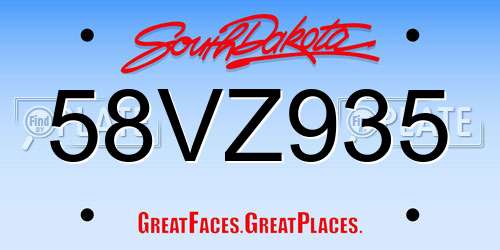 58VZ935 South Dakota License Plate