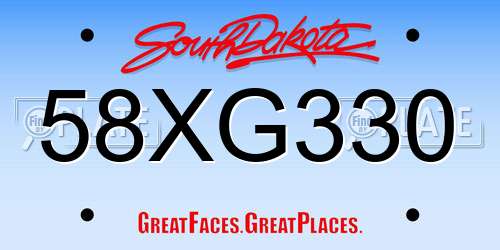 58XG330 South Dakota License Plate