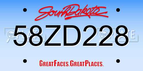 58ZD228 South Dakota License Plate