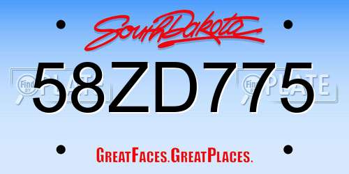 58ZD775 South Dakota License Plate