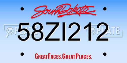 58ZI212 South Dakota License Plate
