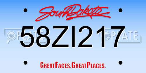 58ZI217 South Dakota License Plate