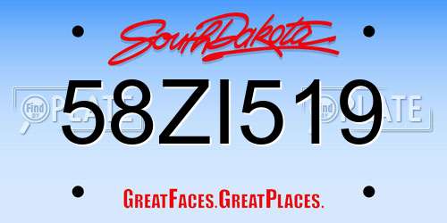 58ZI519 South Dakota License Plate