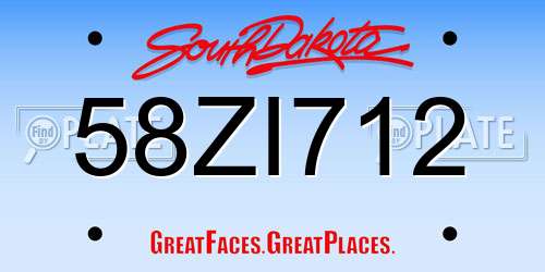 58ZI712 South Dakota License Plate