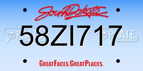58ZI717 South Dakota License Plate