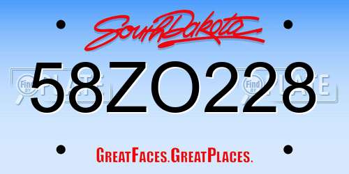 58ZO228 South Dakota License Plate