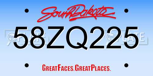 58ZQ225 South Dakota License Plate