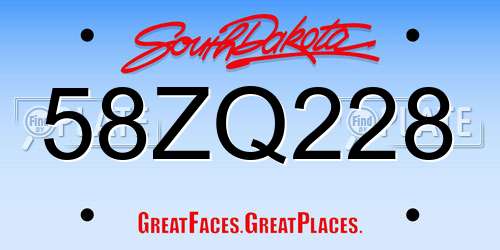 58ZQ228 South Dakota License Plate