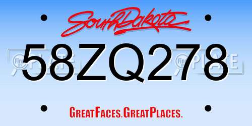 58ZQ278 South Dakota License Plate