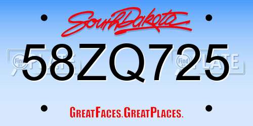 58ZQ725 South Dakota License Plate