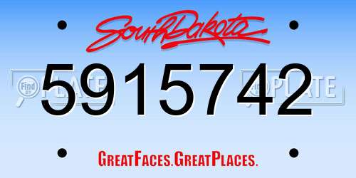 5915742 South Dakota License Plate