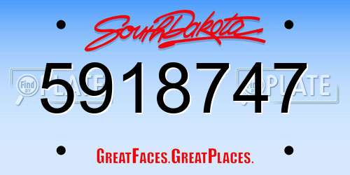 5918747 South Dakota License Plate