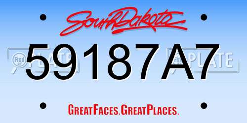 59187A7 South Dakota License Plate