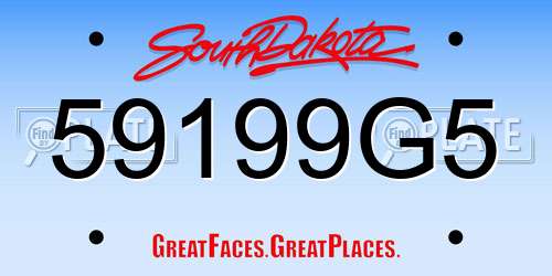 59199G5 South Dakota License Plate