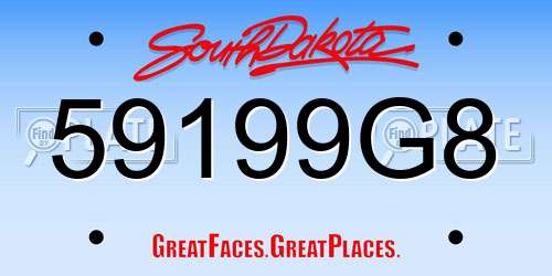 59199G8 South Dakota License Plate
