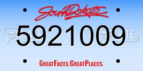 5921009 South Dakota License Plate