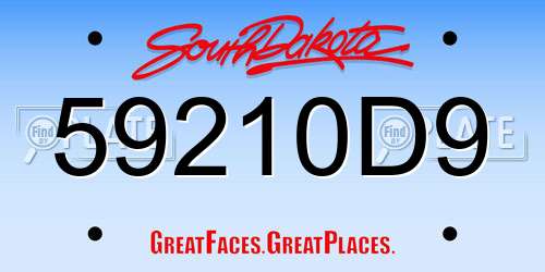59210D9 South Dakota License Plate
