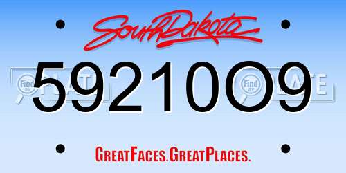 59210O9 South Dakota License Plate