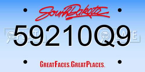 59210Q9 South Dakota License Plate