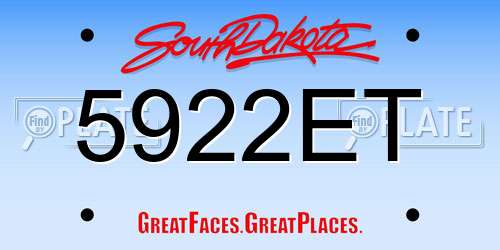 5922ET South Dakota License Plate