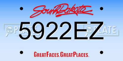 5922EZ South Dakota License Plate