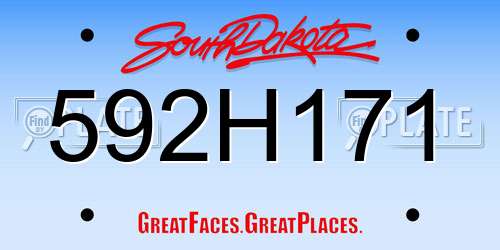 592H171 South Dakota License Plate