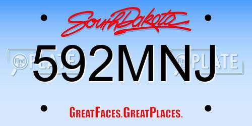 592MNJ South Dakota License Plate