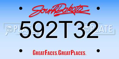 592T32 South Dakota License Plate