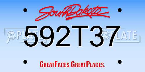 592T37 South Dakota License Plate